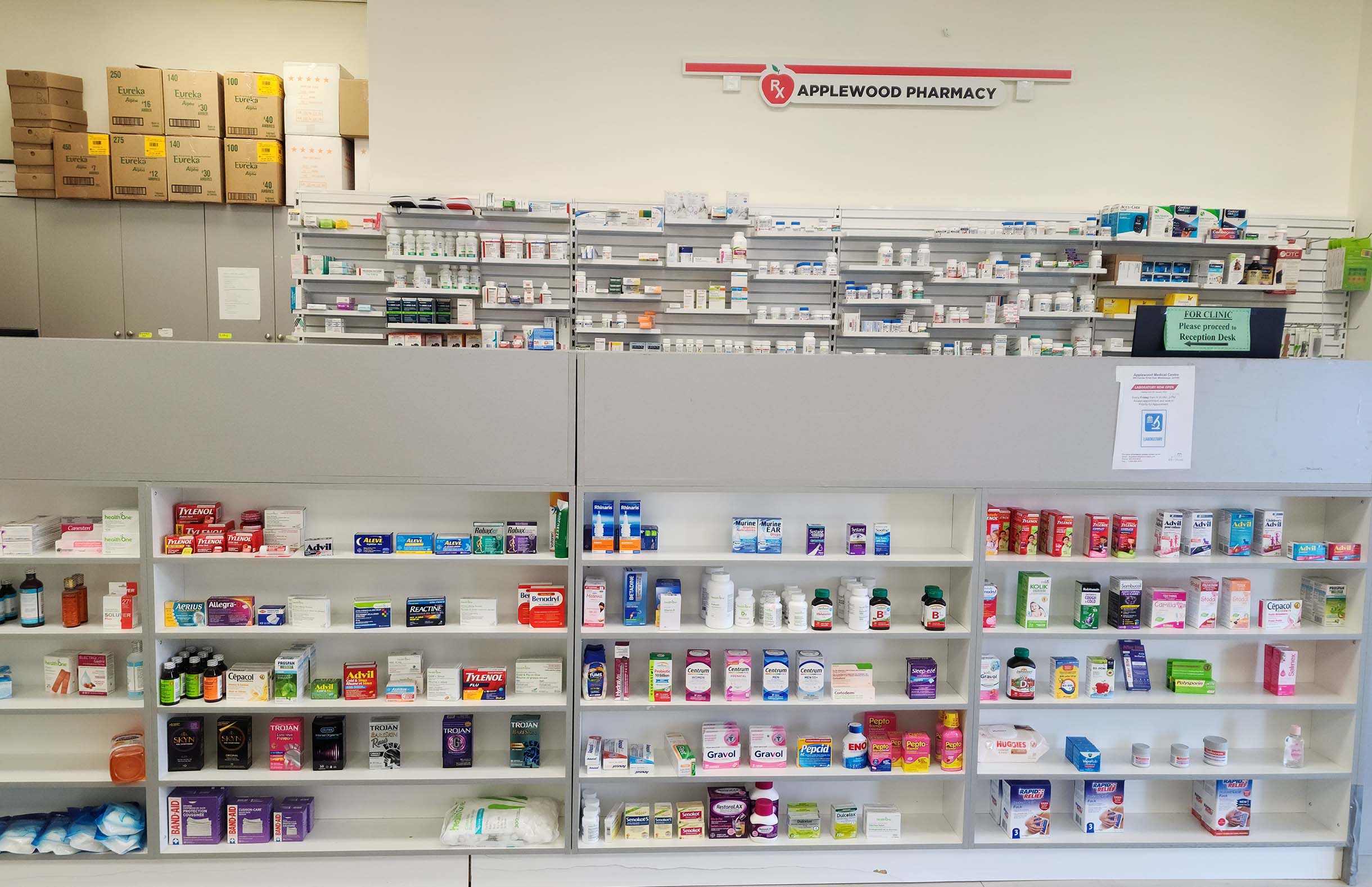 The on-site pharmacy counter